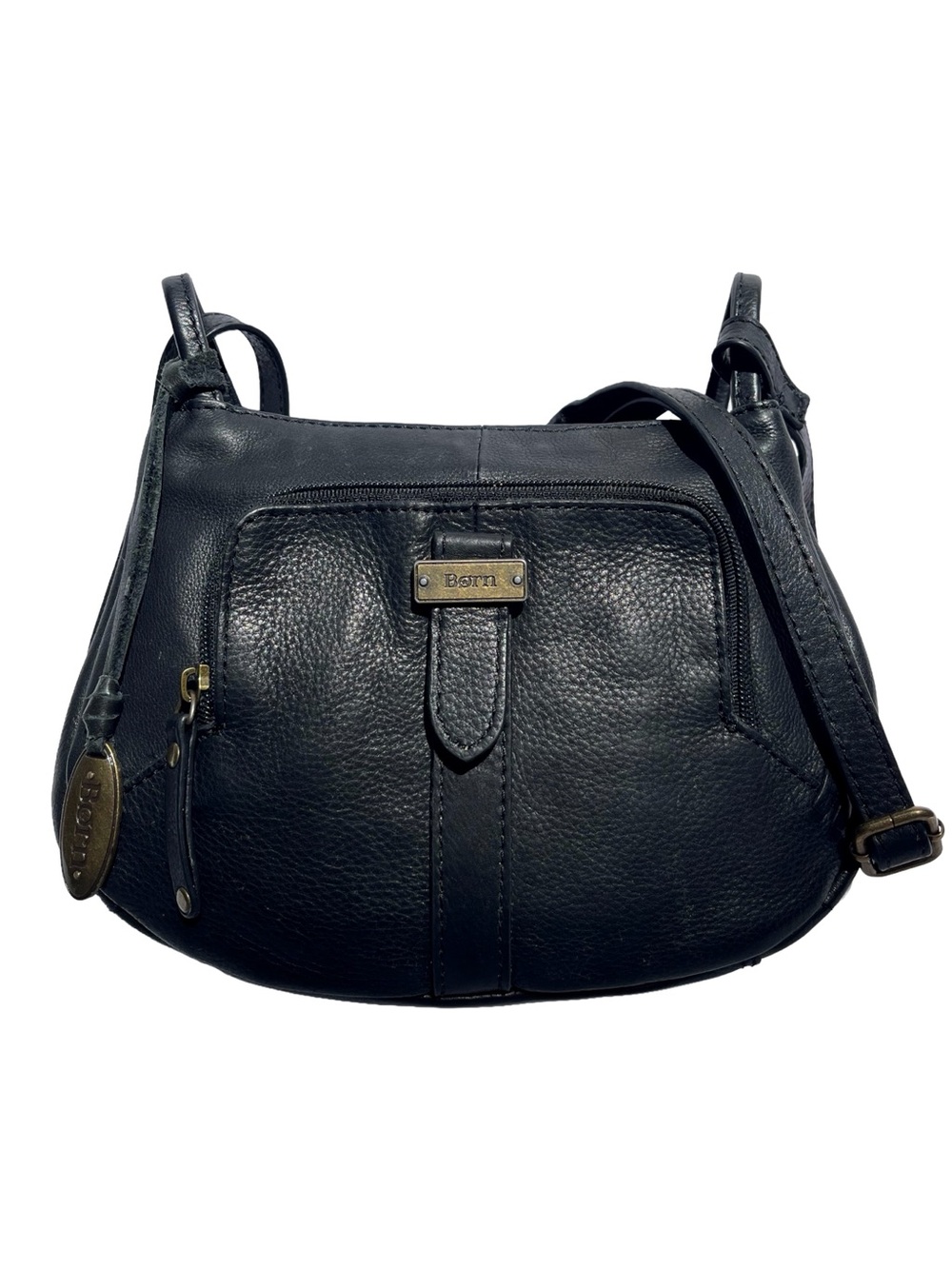Born Black Genuine Leather Crossbody Purse